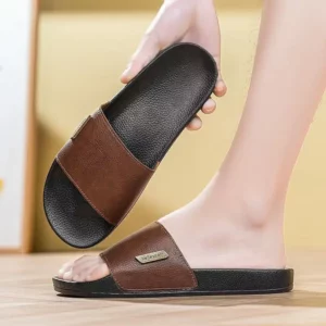 Men's Summer Open Toe Leather Flat Sole Slippers Soft Sole Non Slip Lightweight High Quality Home Slipper Outdoor Casual Slipper - Image 4