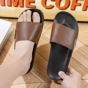 Men's Summer Open Toe Leather Flat Sole Slippers Soft Sole Non Slip Lightweight High Quality Home Slipper Outdoor Casual Slipper - Image 5