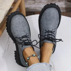 British Style Patchwork Loafers Shoes for Women Round Toe Lace Up Shoes Woman Autumn Winter Plus Size Platform Casual Shoes Lady - Image 5