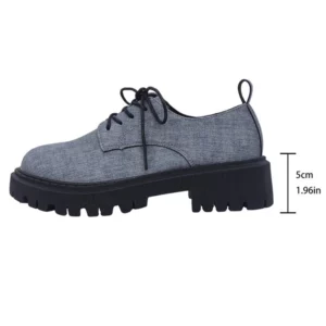 British Style Patchwork Loafers Shoes for Women Round Toe Lace Up Shoes Woman Autumn Winter Plus Size Platform Casual Shoes Lady - Image 6