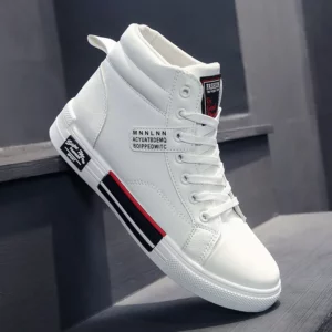 Fashion Leather Men Canvas Shoes Casual High-Top Shoes Autumn Men Non-Slip Tennis Sneakers Summer Flat Shoes Zapatillas - Image 4