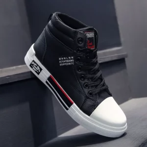 Fashion Leather Men Canvas Shoes Casual High-Top Shoes Autumn Men Non-Slip Tennis Sneakers Summer Flat Shoes Zapatillas - Image 5