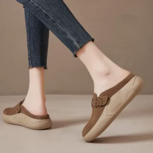 Fashion Womens Shoes Luxury Genuine Leather Muller Slippers for Woman Comfort Vacation Casual Shoes Designer Shoes Zapatos Mujer - Image 2