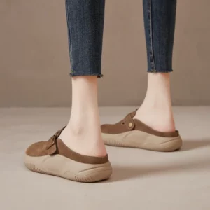 Fashion Womens Shoes Luxury Genuine Leather Muller Slippers for Woman Comfort Vacation Casual Shoes Designer Shoes Zapatos Mujer - Image 3
