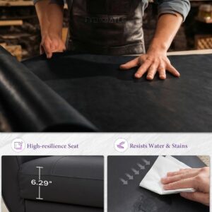 TYBOATLE Sofa Couch 61" Small Loveseat Couches for Living Room, Black Faux Leather Couch Mid Century Modern Tufted Mini Sofa Comfy Office 2 Seat Settee Love Seat Couches for Small Spaces Bedroom - Image 5
