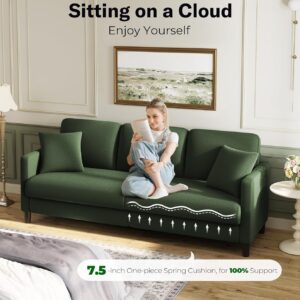 Welzona 83" Couches for Living Room, Teddy Sofa Couch, Comfy Sofas for Living Room, Tool-Free Setup Loveseat Sofa, All-Wood Love Seat Couches, Small Couch 2 Pillows Included, Green - Image 4