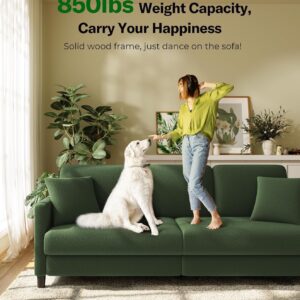 Welzona 83" Couches for Living Room, Teddy Sofa Couch, Comfy Sofas for Living Room, Tool-Free Setup Loveseat Sofa, All-Wood Love Seat Couches, Small Couch 2 Pillows Included, Green - Image 6