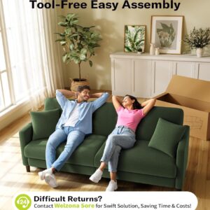 Welzona 83" Couches for Living Room, Teddy Sofa Couch, Comfy Sofas for Living Room, Tool-Free Setup Loveseat Sofa, All-Wood Love Seat Couches, Small Couch 2 Pillows Included, Green - Image 7