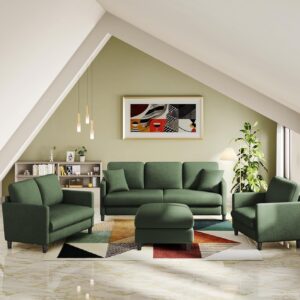 Welzona 83" Couches for Living Room, Teddy Sofa Couch, Comfy Sofas for Living Room, Tool-Free Setup Loveseat Sofa, All-Wood Love Seat Couches, Small Couch 2 Pillows Included, Green - Image 8
