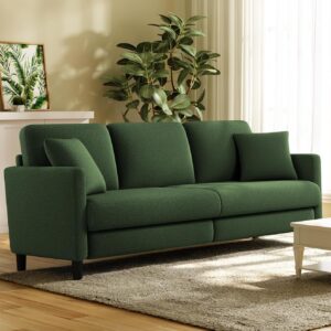 Welzona 83" Couches for Living Room, Teddy Sofa Couch, Comfy Sofas for Living Room, Tool-Free Setup Loveseat Sofa, All-Wood Love Seat Couches, Small Couch 2 Pillows Included, Green - Image 9