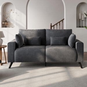 70” Loveseat Sofa, Grey Love Seat Couches for Living Room, 2 Seater Small Couch for Small Spaces, Bedroom, Office Sofas - Image 3
