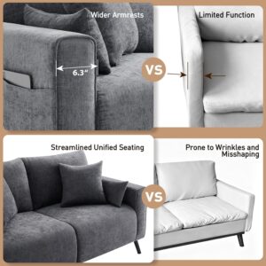 70” Loveseat Sofa, Grey Love Seat Couches for Living Room, 2 Seater Small Couch for Small Spaces, Bedroom, Office Sofas - Image 4