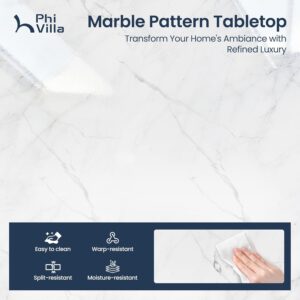PHI VILLA Solid Wood Dining Table Set for 4, Marble Design Kitchen Table Chairs Set of 4, 5 Piece Space-Saving Dining Room Table Set for Apartment, Venatino White Marble& Black - Image 6