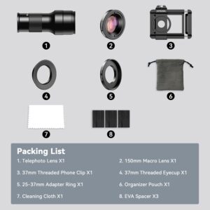 Evil eye 2 in 1 Phone Camera Lens Kit, 6X Telephoto Lens & 150mm Macro Lens with Universal Lens Clip, Phone Lens Attachment for iPhone and Andriod - Image 8