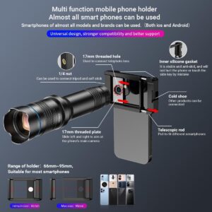 APEXEL 36x Telephoto Lens for iPhone | Kit with Sturdy Metal Tripod for Smartphones, Compatible with iPhone 16 15 14 13 12 Pro Max, Samsung Galaxy, Google Pixel - Image 7