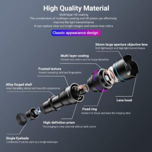 APEXEL 36x Telephoto Lens for iPhone | Kit with Sturdy Metal Tripod for Smartphones, Compatible with iPhone 16 15 14 13 12 Pro Max, Samsung Galaxy, Google Pixel - Image 8