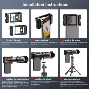 APEXEL 36x Telephoto Lens for iPhone | Kit with Sturdy Metal Tripod for Smartphones, Compatible with iPhone 16 15 14 13 12 Pro Max, Samsung Galaxy, Google Pixel - Image 9