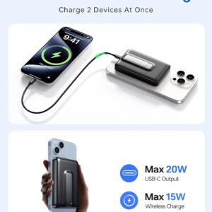 Magsafe Portable Charger,10000mAh Wireless Magnetic Power Bank with USB C Charging and stand, Travel Essential for Magsafe Battery Pack Compatible with iPhone 17/air/16/15/14/13/12 Series - Image 4