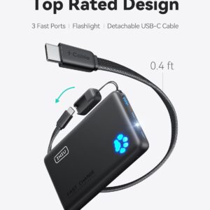 INIU 45W Fast Charging Portable Charger, 40% Smaller 10000mAh with Detachable Cable, Flight-Safe Travel Power Bank, USB C External Phone Battery Pack for iPhone 17 16 Pro iPad Samsung S26 Google etc - Image 4