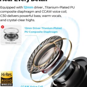SOUNDPEATS C30 Hybrid ANC Earbuds with LDAC Hi-Res Audio, 52H Playtime -52dB Adaptive Noise Cancelling Wireless Earbuds, 6-Mic Clear Call, 12mm Driver, Bluetooth 6.0, Multi-Point, IP54 for Work/Travel - Image 3
