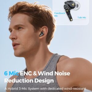 SOUNDPEATS C30 Hybrid ANC Earbuds with LDAC Hi-Res Audio, 52H Playtime -52dB Adaptive Noise Cancelling Wireless Earbuds, 6-Mic Clear Call, 12mm Driver, Bluetooth 6.0, Multi-Point, IP54 for Work/Travel - Image 4
