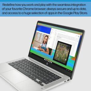 HP Chromebook 14 Laptop, Intel Celeron N4120, 4 GB RAM, 64 GB eMMC, 14" HD Display, Chrome OS, Thin Design, 4K Graphics, Long Battery Life, Ash Gray Keyboard (14a-na0226nr, 2022, Mineral Silver) - Image 3