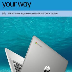 HP Chromebook 14 Laptop, Intel Celeron N4120, 4 GB RAM, 64 GB eMMC, 14" HD Display, Chrome OS, Thin Design, 4K Graphics, Long Battery Life, Ash Gray Keyboard (14a-na0226nr, 2022, Mineral Silver) - Image 4