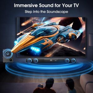 2.1 Channel Sound Bar with Wired Subwoofer, Dorby Audio 35in Detachable TV Soundbar, Bluetooth, HDMI-ARC, Optical, AUX, USB, FM, Coaxial Inputs for Home Theater - Image 4