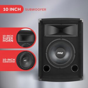 PYLE-PRO 500Watt Outdoor Sound System Vehicle Stereo Speakers w/ 10" Woofer, 1.5" Kapton VC, Dual Tweeters, 4"x10" Super Horn Midrange, Crossover Network-PylePro PADH1079 - Image 3