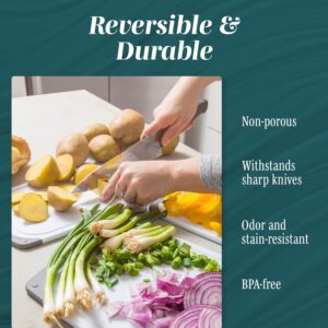 Cutting Boards for Kitchen - BPA-Free Chopping Board - Different Sizes & Non Slip Handles - Reversible, Large Cutting Board Set - Unique Gifts for Cooks Who Have Everything - 3-Pack Gray - Image 3