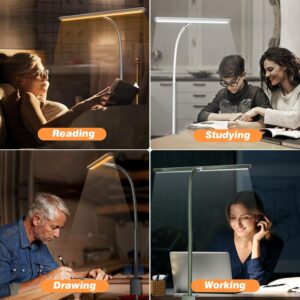 Airlonv LED Desk Lamp for Office Home, Eye-Caring Desk Light with Stepless Dimming Adjustable Flexible Gooseneck, 10W USB Adapter Desk Lamp with Clamp for Reading, Study, Workbench (Black) - Image 4