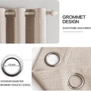 MIULEE 100% Blackout Linen Textured Curtains for Bedroom Solid Thermal Insulated Natural Beige Grommet Room Darkening Curtains & Drapes Luxury Decor for Living Room Nursery 52 x 84 Inch (2 Panels) - Image 5