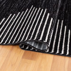 Rugshop Bohemian Stripe Stain Resistant High Traffic Living Room Kitchen Bedroom Dining Home Office Area Rug 5' x 7' Black - Image 5