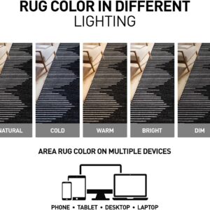 Rugshop Bohemian Stripe Stain Resistant High Traffic Living Room Kitchen Bedroom Dining Home Office Area Rug 5' x 7' Black - Image 6