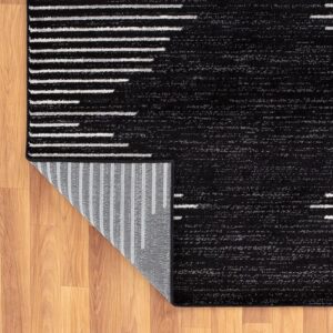 Rugshop Bohemian Stripe Stain Resistant High Traffic Living Room Kitchen Bedroom Dining Home Office Area Rug 5' x 7' Black - Image 7