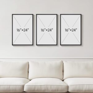 3D Textured Framed Neutral Abstract Wall Art for Bedroom, 3 Piece Modern Artwork for Walls, Minimalist White and Brown Geometric Wall Paintings for Living Room, Dining Room, Lounge Wall Decor 16x24 In - Image 2