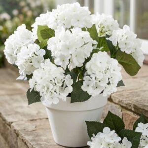 Daynight 4 Pcs Hydrangea Artificial Flowers Outdoor Silk Bouquets, UV Resistant Faux Hydrangeas Flowers for Table Vase Centerpieces Outside Party Wedding Baby Shower Home Outdoor Decor (4, White) - Image 5
