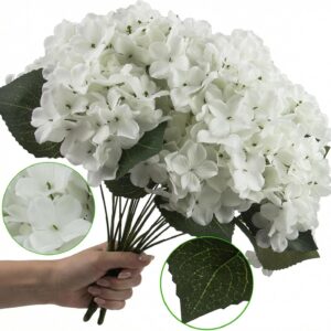 Daynight 4 Pcs Hydrangea Artificial Flowers Outdoor Silk Bouquets, UV Resistant Faux Hydrangeas Flowers for Table Vase Centerpieces Outside Party Wedding Baby Shower Home Outdoor Decor (4, White) - Image 9