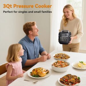 Fullwill Electric Pressure Cooker Lite, Slow Cooker, Rice, Sauté, Warmer, Olla de Presion Nonstick Pot 3 Quarts - Image 9