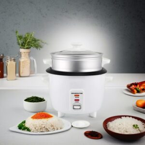 OVENTE Electric Rice Cooker and Food Steamer – 10-Cup Cooked Capacity (5 Cups Uncooked), Nonstick Removable Pot, Keep Warm Function, Steaming Basket, Measuring Cup & Spatula Included, White RCS01W - Image 2