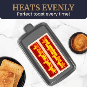 Elite Gourmet ECT1027G Cool-Touch 2 Slice Toaster, 6 Toast Settings & Cancel Function, Extra Wide 1.25” Slots Easily Fits Breads, English Muffins, Bagels & Waffles, Gunmetal Gray - Image 3