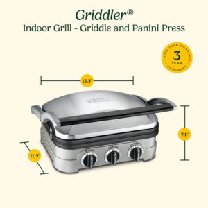 Cuisinart Griddler Indoor Grill, Panini Press, Sandwich Maker & More, 5-in-1 Grilling, Dishwasher-Safe Nonstick Cooking Plates, GR-4NNAS, Stainless Steel - Image 2