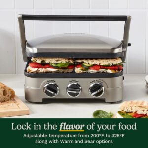 Cuisinart Griddler Indoor Grill, Panini Press, Sandwich Maker & More, 5-in-1 Grilling, Dishwasher-Safe Nonstick Cooking Plates, GR-4NNAS, Stainless Steel - Image 5