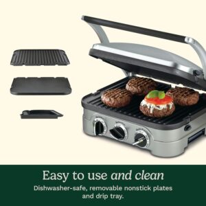 Cuisinart Griddler Indoor Grill, Panini Press, Sandwich Maker & More, 5-in-1 Grilling, Dishwasher-Safe Nonstick Cooking Plates, GR-4NNAS, Stainless Steel - Image 6