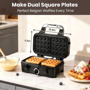 Waffle Maker with Removable Plates, 3-in-1 Sandwich maker and waffle and pancake maker, Nonstick Plates, 5-Level Browning Control & Ready Indicator Lights, Easy to Clean for Family Breakfast - Image 3
