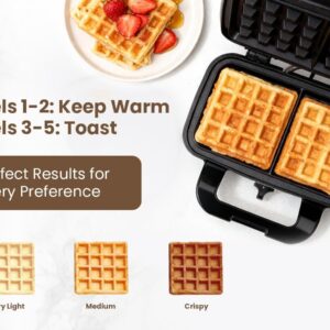 Waffle Maker with Removable Plates, 3-in-1 Sandwich maker and waffle and pancake maker, Nonstick Plates, 5-Level Browning Control & Ready Indicator Lights, Easy to Clean for Family Breakfast - Image 8