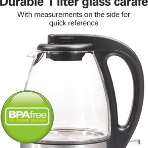 Hamilton Beach Electric Tea Kettle, Water Boiler & Heater, 1 Liter, 1500 Watts for Fast Boiling, BPA Free, Cordless Serving, Auto-Shutoff & Boil-Dry Protection, Blue LED, Glass (40930) - Image 4
