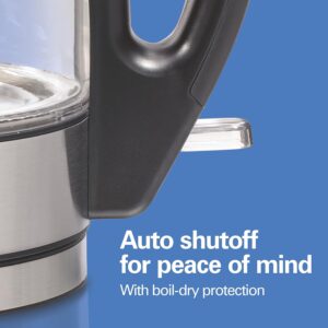 Hamilton Beach Electric Tea Kettle, Water Boiler & Heater, 1 Liter, 1500 Watts for Fast Boiling, BPA Free, Cordless Serving, Auto-Shutoff & Boil-Dry Protection, Blue LED, Glass (40930) - Image 5