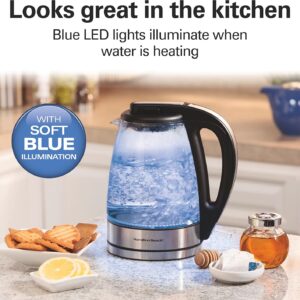 Hamilton Beach Electric Tea Kettle, Water Boiler & Heater, 1 Liter, 1500 Watts for Fast Boiling, BPA Free, Cordless Serving, Auto-Shutoff & Boil-Dry Protection, Blue LED, Glass (40930) - Image 6
