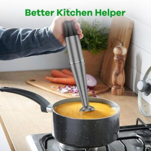 Turelar Immersion Blender Handheld Corded Hand Blenders Set 1100W, Trigger Variable Speed 5 in 1 Stick Emulsifier with Chopper, Whisk and Frother for Soup, Baby Food and Smoothies,Black - Image 7